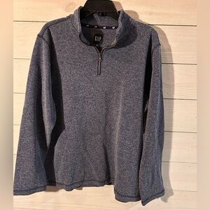 GAP Men's Heathered Blue Zip-Up Sweater